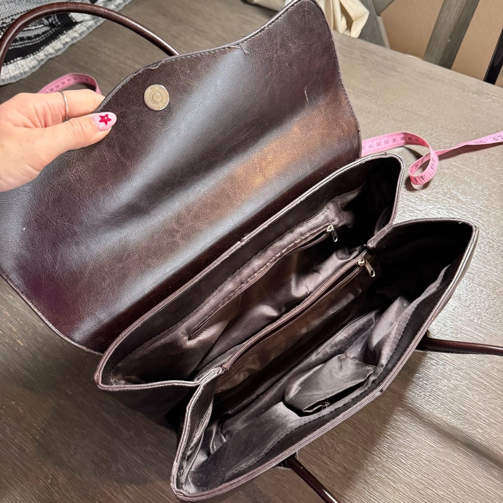 Vintage Baguette Purse Cherry Black Red Leather Shoulder Bag - Picture 5 of 12